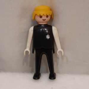 Vintage Play Mobil Geobra Sheriff Police Black And White Figure 1974 NO HAT